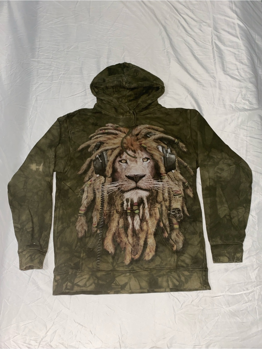 Men's Olive Green Lion Graphic Hoodie Sweatshirt